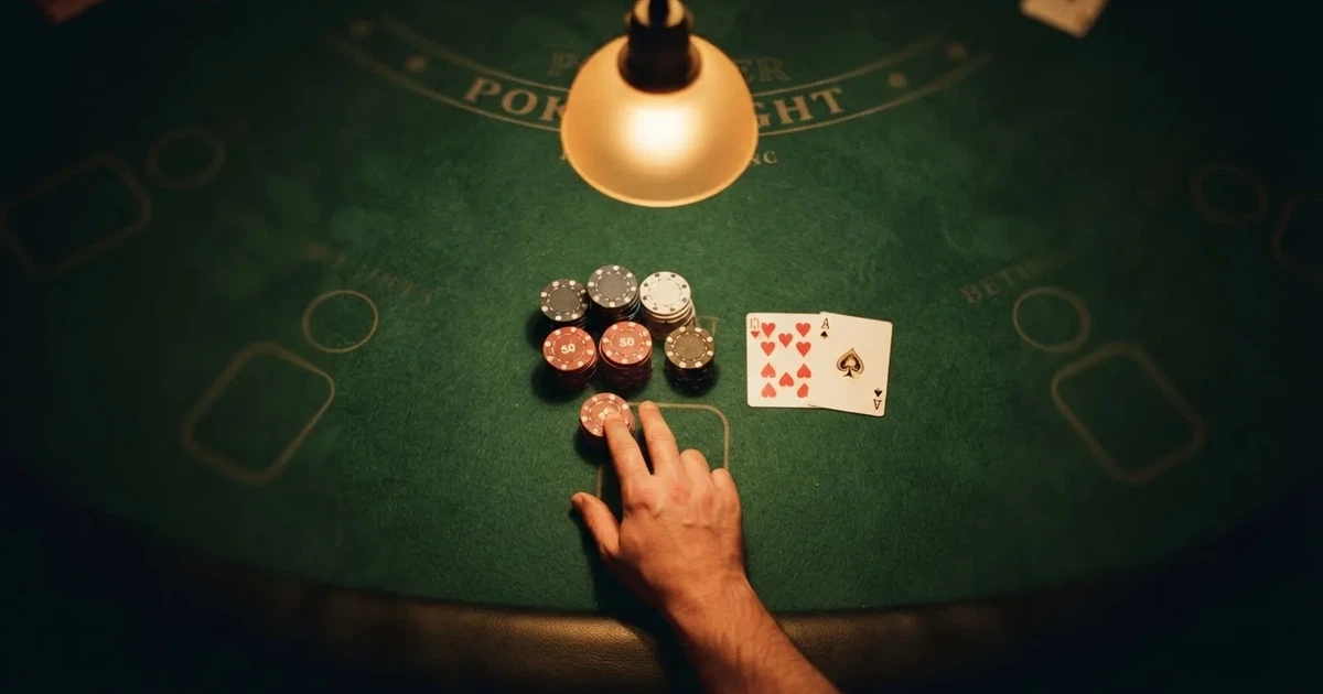 Opplyst spillebord med kort, sett ovenfra — beste casino spilleautomater